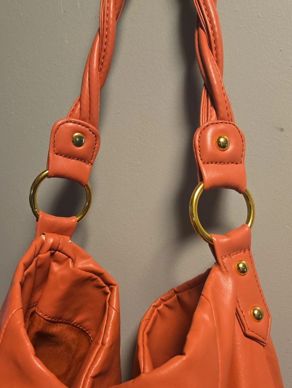 Orange Soft Hobo Shoulder Bag
